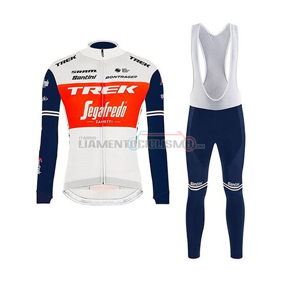 Abbigliamento Ciclismo Trek Segafredo Manica Lunga 2020 Bianco Rosso Nero